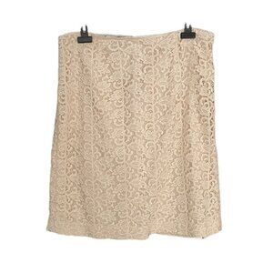 TALBOTS Crochet Lace Embroidered Skirt Cream 14 W